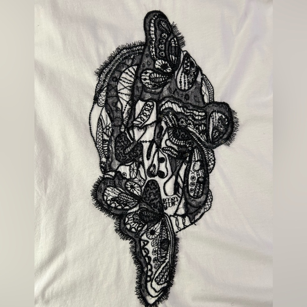 ALEXANDER MCQUEEN Skull Tank Top Beaded Lace White Black 38 - Picture 15 of 15